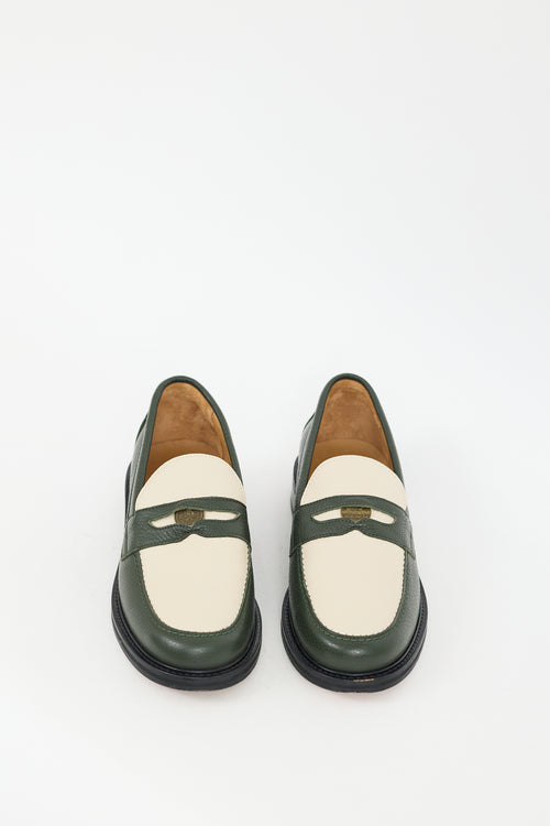 Aimé Leon Dore Green & Cream Leather Taverna Penny Loafer