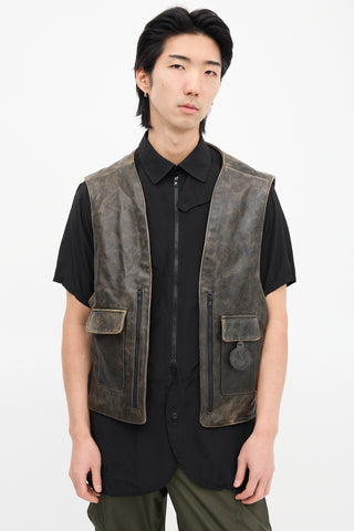 Air Jordan X J.Balvin Brown Distressed Leather Vest