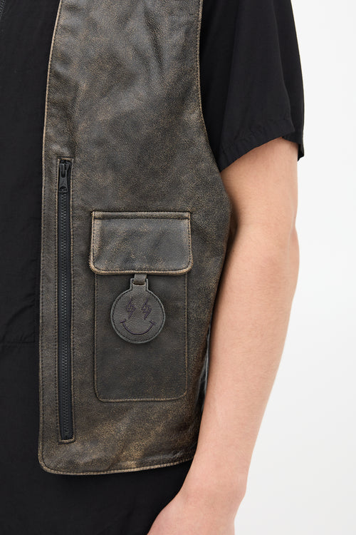 Air Jordan X J.Balvin Brown Distressed Leather Vest