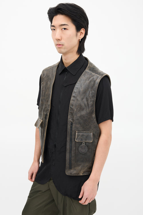 Air Jordan X J.Balvin Brown Distressed Leather Vest