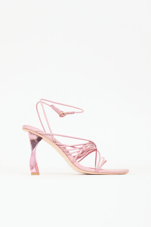 Aje Iridescent Leather Strappy Sandal