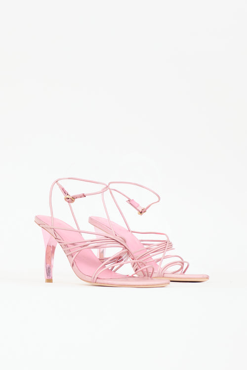 Aje Iridescent Leather Strappy Sandal