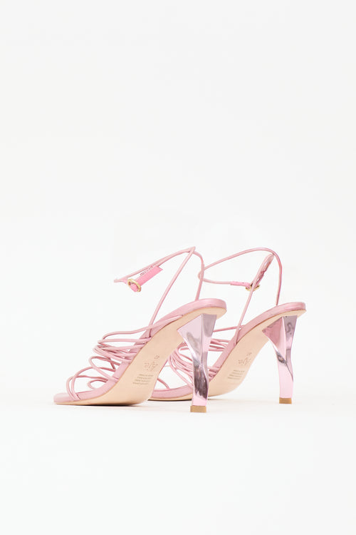 Aje Iridescent Leather Strappy Sandal