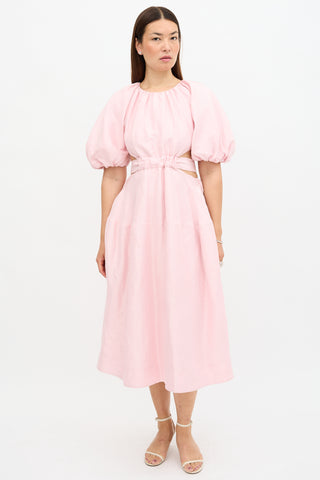 Aje Linen Mimosa Cutout Dress