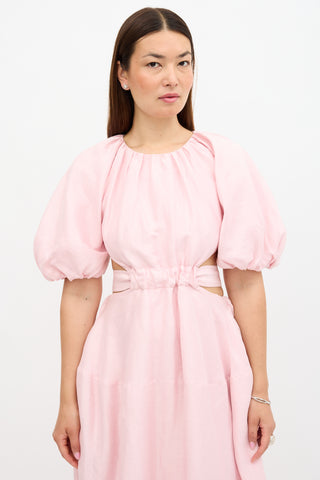Aje Linen Mimosa Cutout Dress