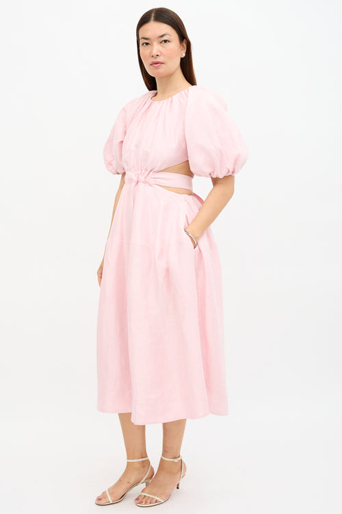 Aje Linen Mimosa Cutout Dress