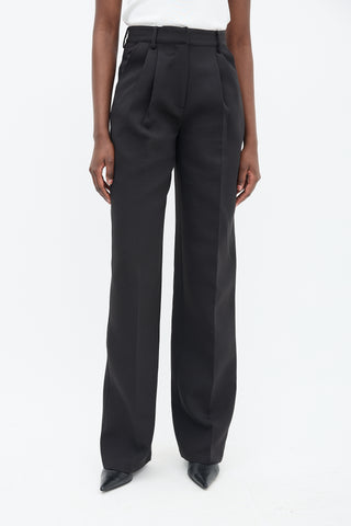 Aknvas Black O'Connor Pleated Straight Leg Trouser