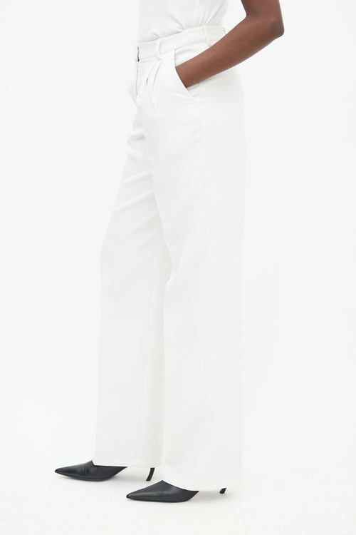 Aknvas White O'Connor Pleated Straight Leg Trouser