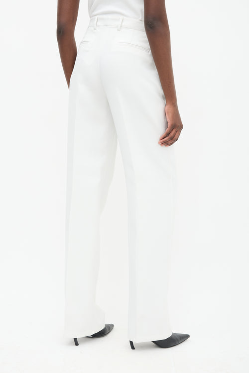 Aknvas White O'Connor Pleated Straight Leg Trouser