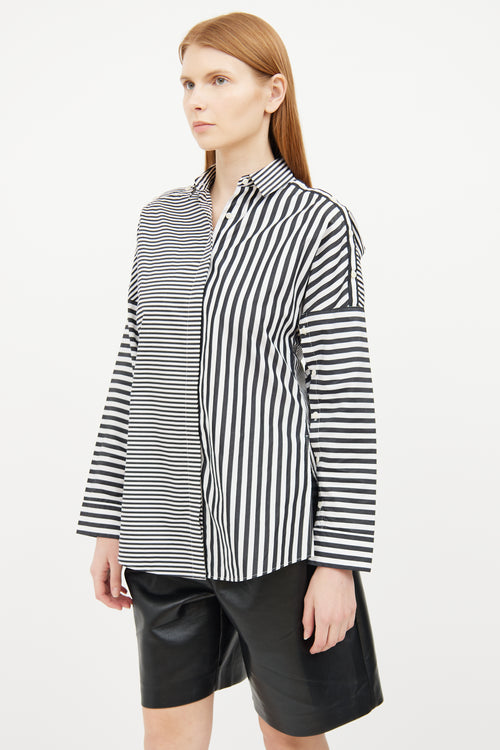 Akris Black & White Stripe Panel Shirt