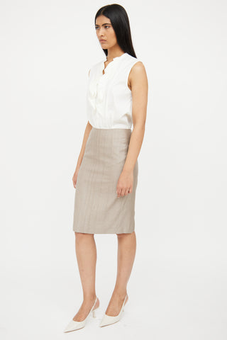 Akris Beige Paneled Midi Skirt