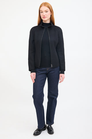 Akris Black Cashmere Belted Zip Jacket