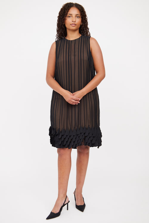 Akris Black Pleated Sheer Sleeveless Dress