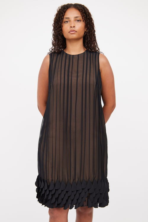 Akris Black Pleated Sheer Sleeveless Dress