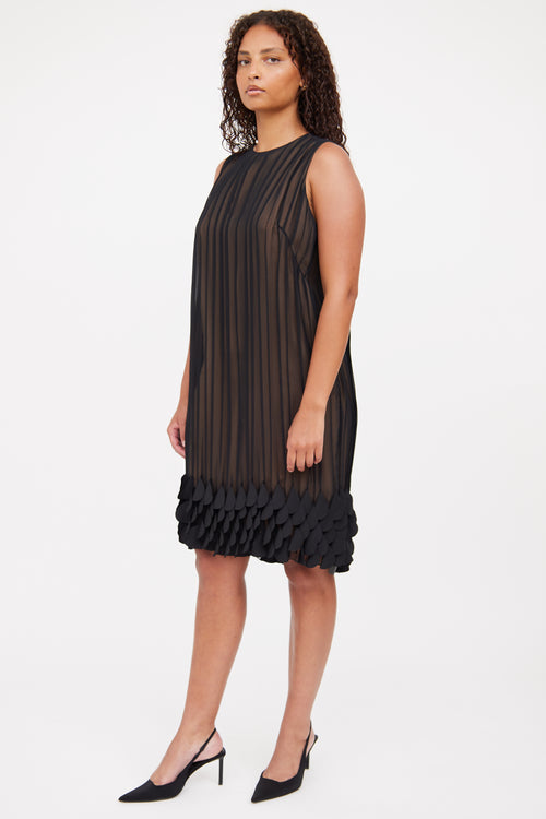 Akris Black Pleated Sheer Sleeveless Dress