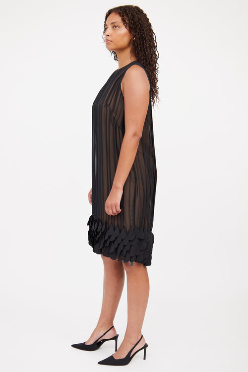 Akris Black Pleated Sheer Sleeveless Dress