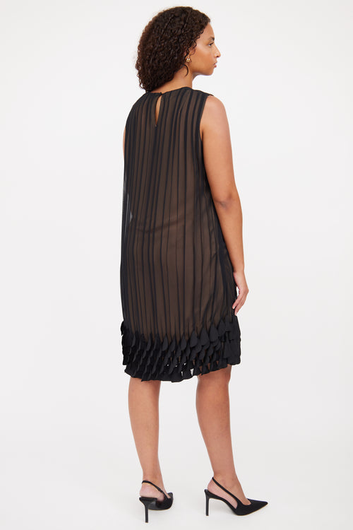 Akris Black Pleated Sheer Sleeveless Dress