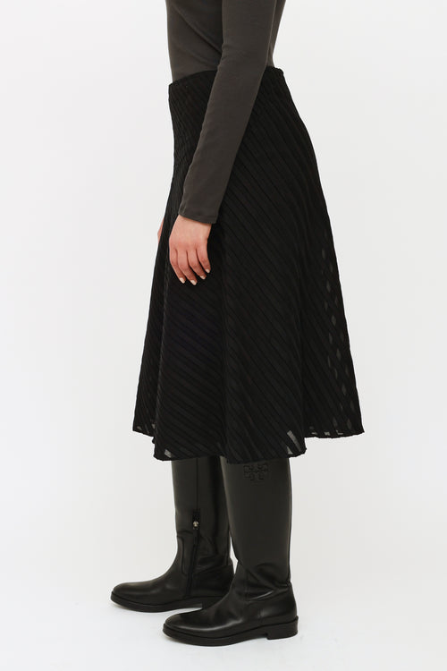 Akris Black Diagonal Stripe Skirt