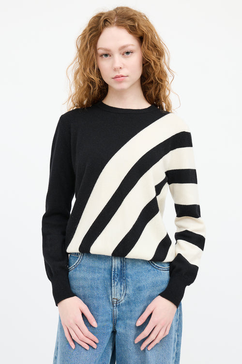 Akris Black & White Cashmere Striped Sweater