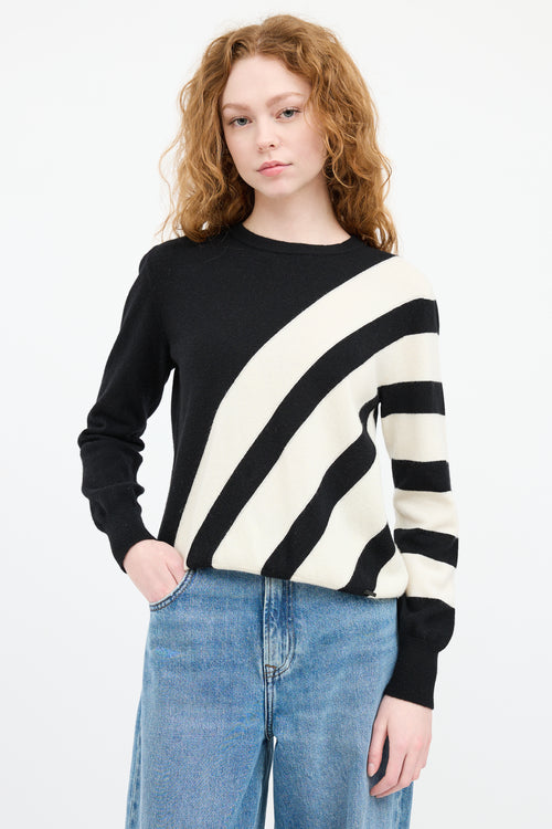 Akris Black & White Cashmere Striped Sweater