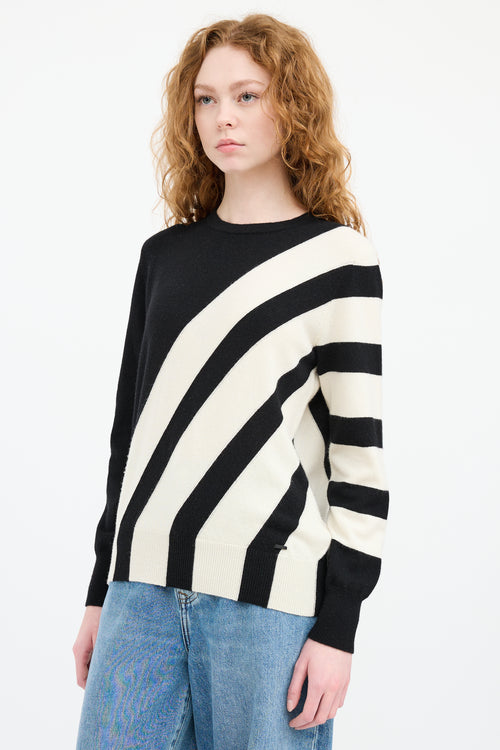 Akris Black & White Cashmere Striped Sweater