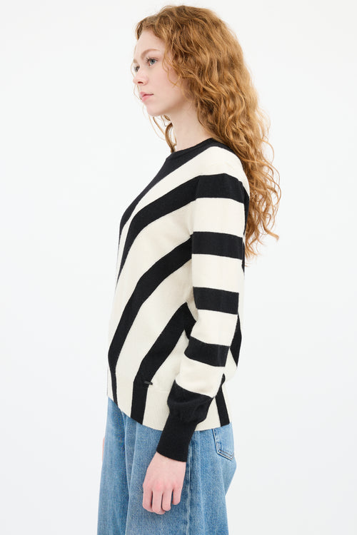 Akris Black & White Cashmere Striped Sweater