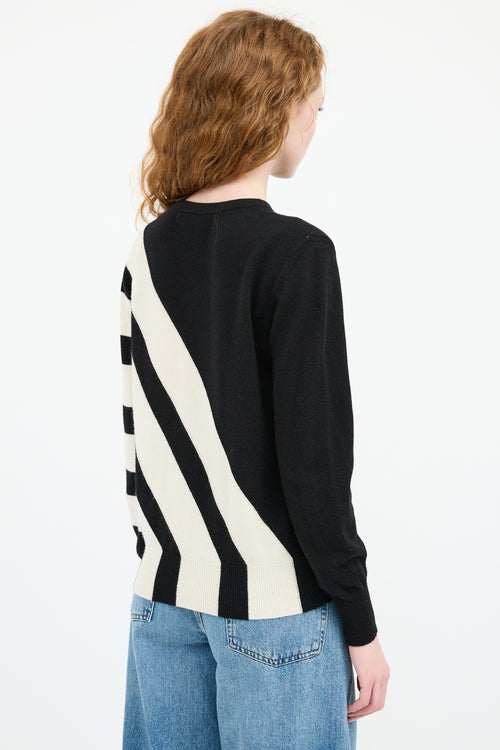 Akris Black & White Cashmere Striped Sweater