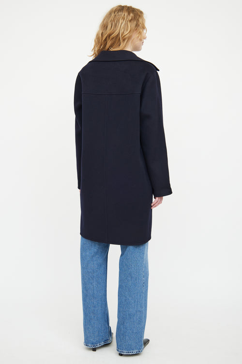 Akris Navy Cashmere Double Breasted Coat