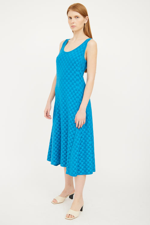 Akris Blue Textured Silk Knit Dress