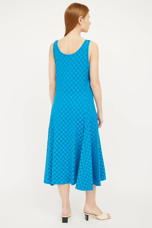 Akris Blue Textured Silk Knit Dress