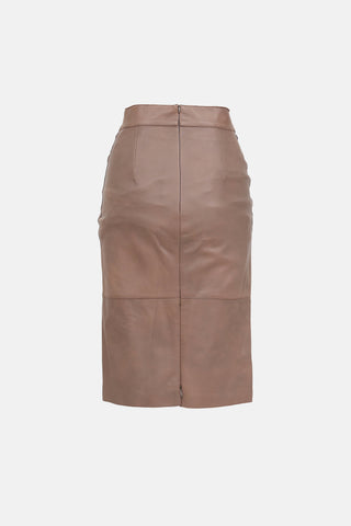 Akris Leather Belted Pencil Skirt