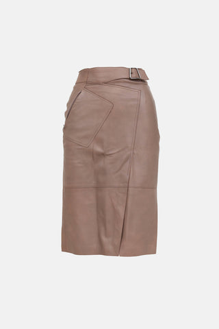 Akris Leather Belted Pencil Skirt