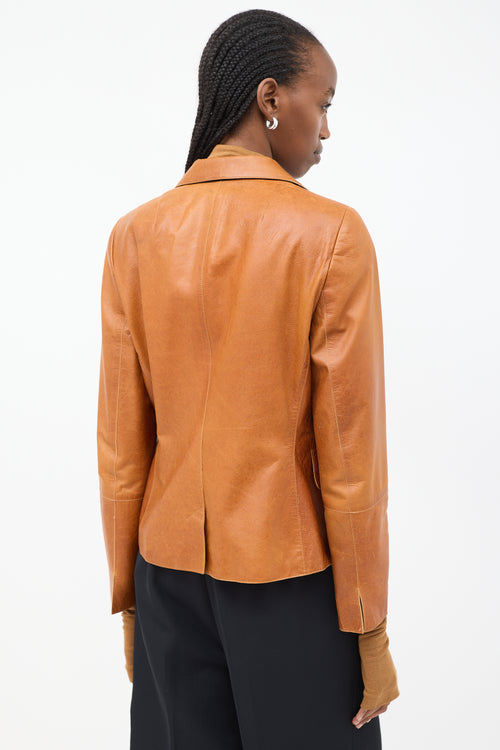 Akris Brown Leather Four Pocket Blazer