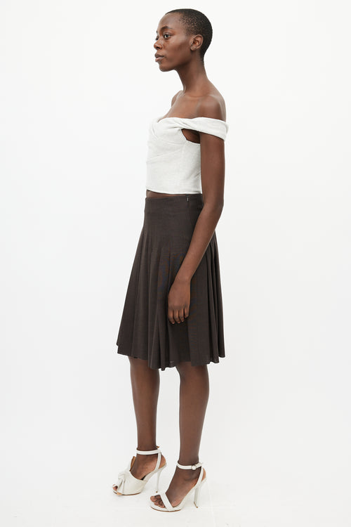 Akris Brown Pleated Skirt