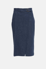 Akris Denim Belted Pencil Skirt