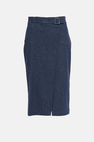 Akris Denim Belted Pencil Skirt