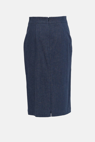 Akris Denim Belted Pencil Skirt