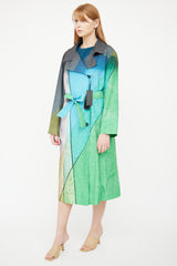 Akris Green & Black Fama Taffeta Trench Coat