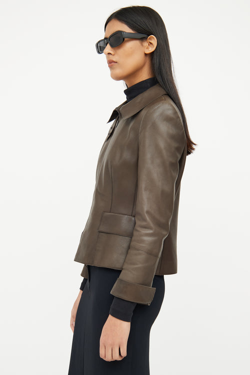 Akris Green Leather Zip Jacket