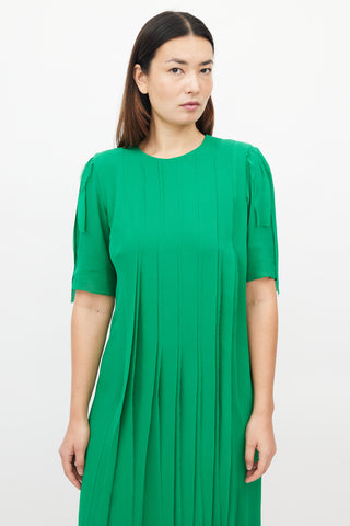 Akris Green Silk Pleated Maxi Dress
