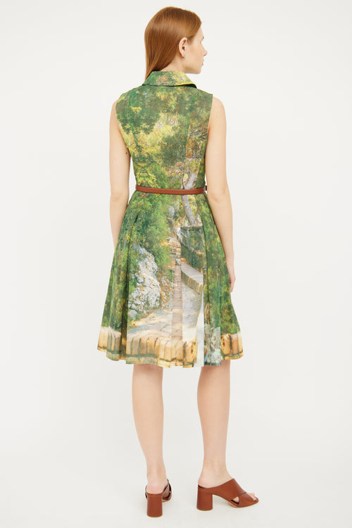 Akris Green Pleated Short Dress