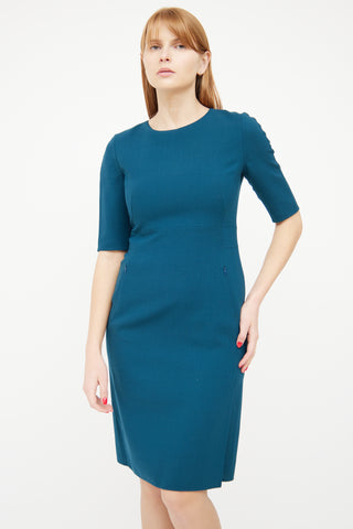 Akris Blue Panel Zip Pocket Dress