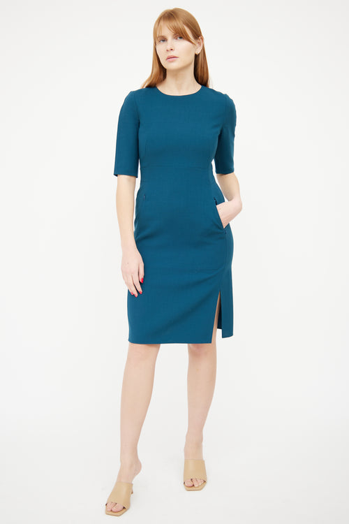 Akris Blue Panel Zip Pocket Dress