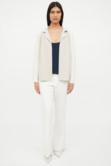 Akris Beige & Blue Cashmere Reversible Knit Cardigan
