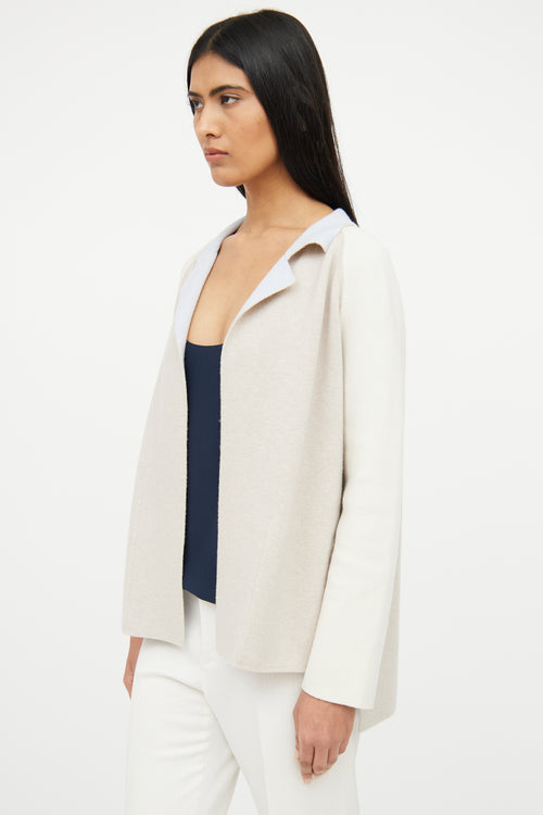 Akris Beige & Blue Cashmere Reversible Knit Cardigan