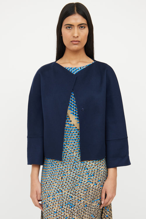 Akris Navy Cashmere Cropped Jacket