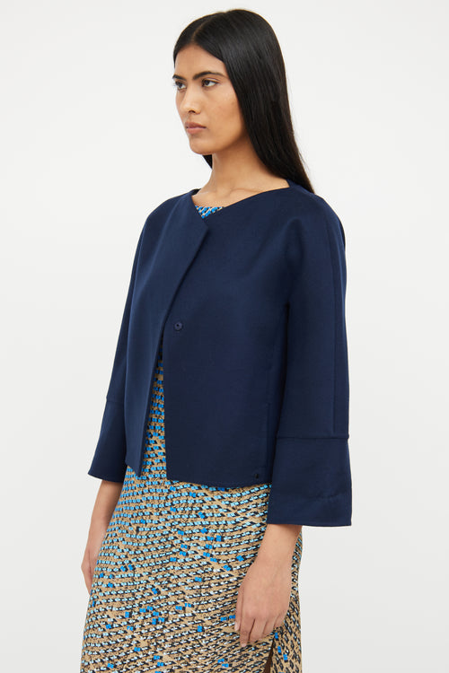 Akris Navy Cashmere Cropped Jacket