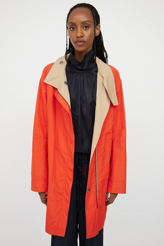 Akris Beige & Orange Reversible Trench Coat