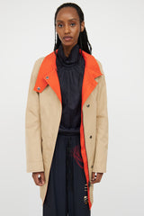 Akris Beige & Orange Reversible Trench Coat
