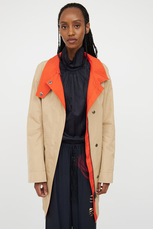 Akris Beige & Orange Reversible Trench Coat